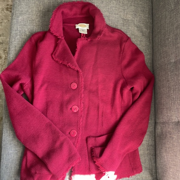 Talbots Vintage Burgundy Sweater Blazer 100% merino wool size S Work/casual - Picture 7 of 11